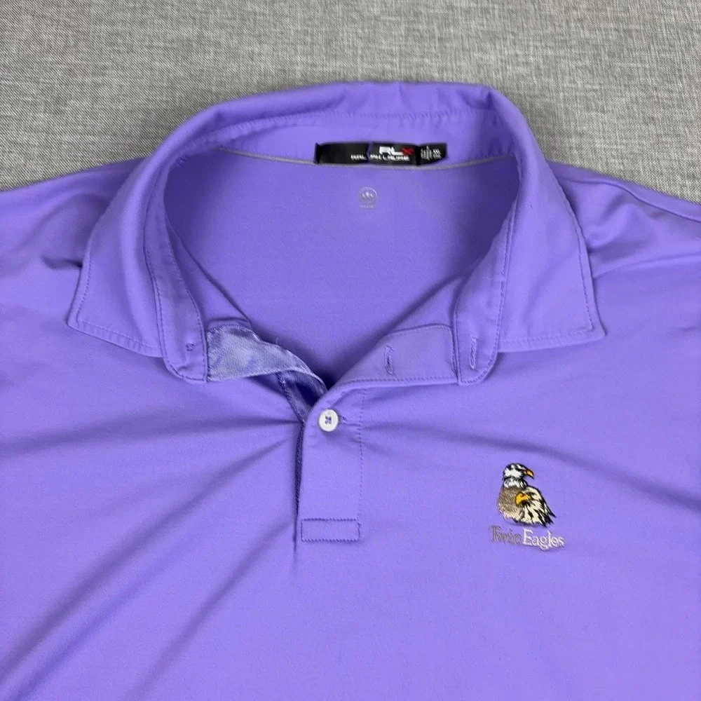 RLX Ralph Lauren Polo Shirt Mens 2XL Purple TwinEagles Golf Short Sleeve